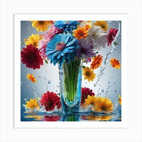 Colorful Flowers In A Vase 27 Art Print