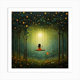 Swing In The Forest Art Print