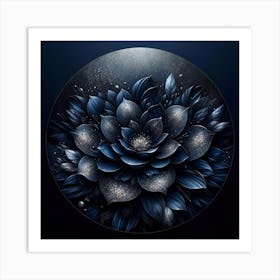 Dark Blue Flower Art Print