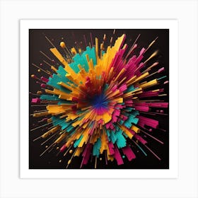 Color Explosion 1, an abstract AI art piece that bursts with vibrant hues and creates an uplifting atmosphere. Generated with AI,Art style_Product Photography,CFG Scale_3 Art Print