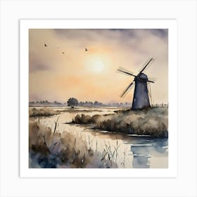 windmill on the Broads Art Print