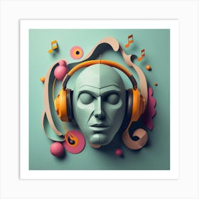 Head With Headphones 2 Art Print