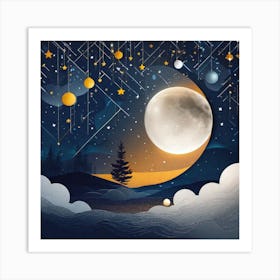 Moon And Stars 2 Art Print