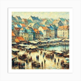 Port Of France, Acrylic Painting Style 1 Art Print