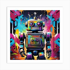 Robot By Person 1 Art Print