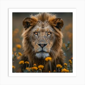 Lion In The Field 2 Art Print