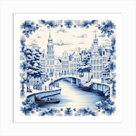 London England Delft Tile Illustration 4 Art Print