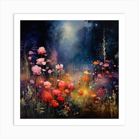 Wildflowers At Night Art Print