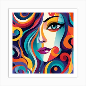 Woman With Colorful Hair 3 Art Print