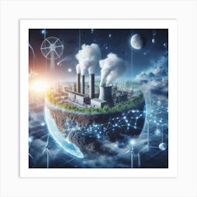 Planet Earth With Wind Turbines Art Print