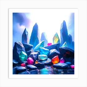 Colorful Stones In The Water Art Print