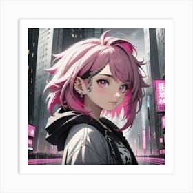 Cyberpunk Emo Girl Art Print