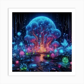 neon-lit jungle wall art 4 Art Print