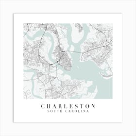 Charleston South Carolina Street Map Minimal Color Square Art Print