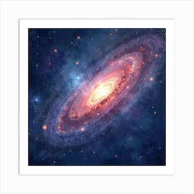 Watercolor Galaxy With Gentle Cosmic Lights 1 Art Print