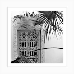 Palms And Garden Dreams Black And White Square Art Print