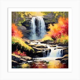 Waterfall In Autumn Art Print