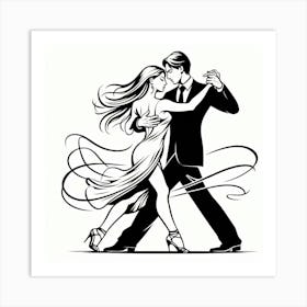 Line Art , Tango dance 1 Art Print