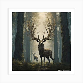 Deer In The Woods 36 Art Print