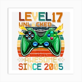 17th Birthday Gift Boys Level 17 Unlocked 17 Year Old Gamer Art Print