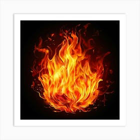 Flames On Black Background 78 Art Print