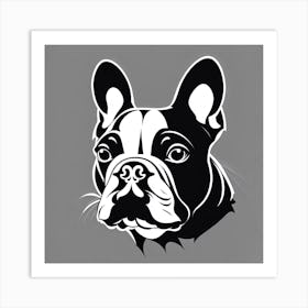 French Bulldog, Black and white illustration, Dog drawing, Dog art, Animal illustration, Pet portrait, Realistic dog art Art Print