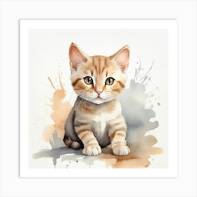 Watercolor Kitten Art Print