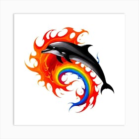 Dolphin In Flames Art Print