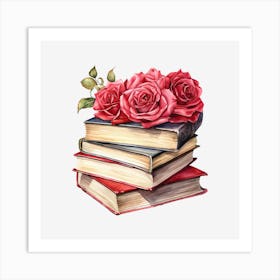 Roses On Books 15 Art Print