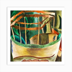 Boat In The Jungle Art Print