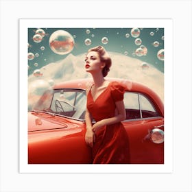 Beautiful Woman With Bubbles Art Print