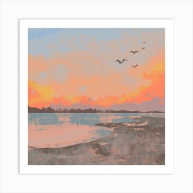 Sunset At The Beach Art Print