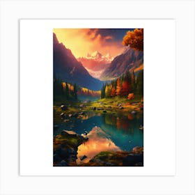 Mountains At Sunset Art Print