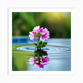 Pink Flower In Water Art Print