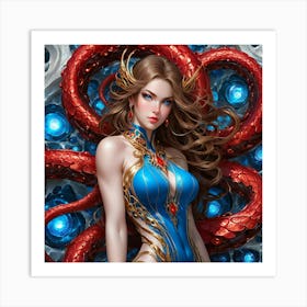 Octopus Girl jhg Art Print