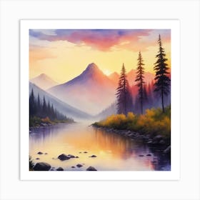 Sunset In The Mountains 2 Art Print