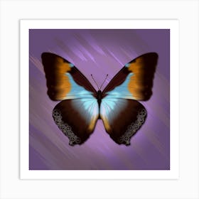 Mechanical Butterfly The Morpho Cisseis Gahua On A Purple Background Art Print