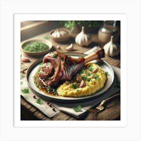 Roasted Lamb With Mashed Potatoes Art Print