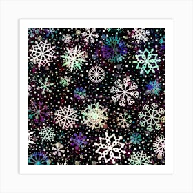 Shiny Winter Snowflake Abstract Christmas Cold Crystal December Art Print