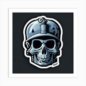 Skull Sticker With A Cap Silver (6) Art Print