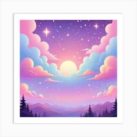 Sky With Twinkling Stars In Pastel Colors Square Composition 80 Art Print