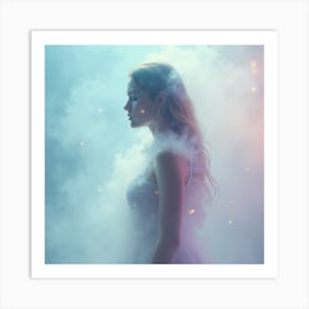 Beautiful Girl In Smoke Art Print