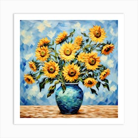 Van Gogh style, Vase with Sunflowers Art Print