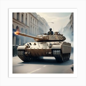 Anti Terrorism Day With Tank No Terrorism Placard (2) Art Print