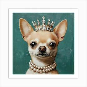 Chihuahua In Crown And Pearls 9 Affiche