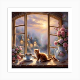 Cat At The Window Art Print