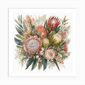 Australian Native Bouquet With Protea Art Print 2 Art Print