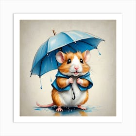 Hamster In Raincoat Art Print