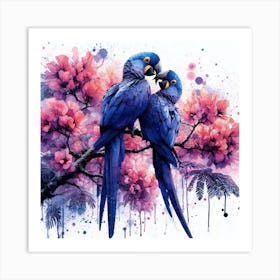 Hyacinth Macaw parrots Art Print