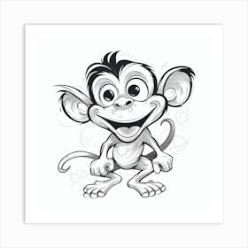 Monkey Drawing Art Print